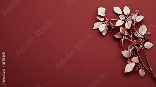 Pink And Maroon Decorative Leaves On Maroon Background
