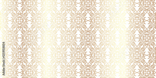 Seamless pattern of golden ornament on white background. Vector