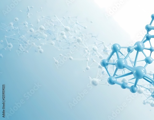 White and light blue medical abstract gradient background with molecules. web banner photo