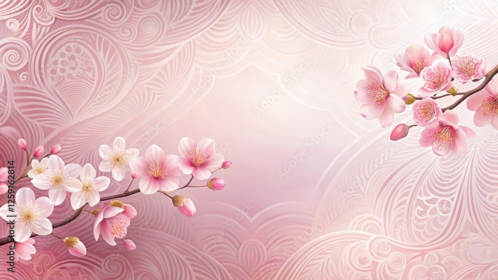 Delicate cherry blossom petal design on a soft pink background with intricate patterns and gentle curves , cherry blossom, petal pattern Delicate cherry blossom petal design on a soft pink background with intricate patterns and gentle curves , cherry blossom, petal pattern