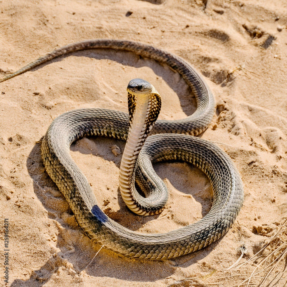 Fototapeta premium a cobra snake in the desert, AI generated