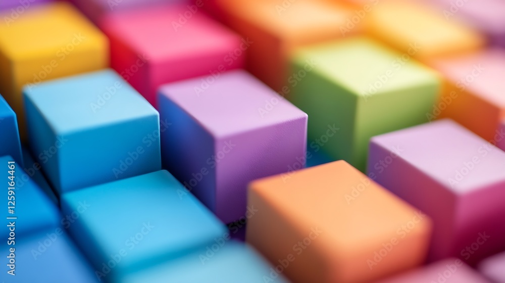 Vibrant and Colorful Display of Small Building Blocks for Creativity : Generative AI Vibrant and Colorful Display of Small Building Blocks for Creativity : Generative AI