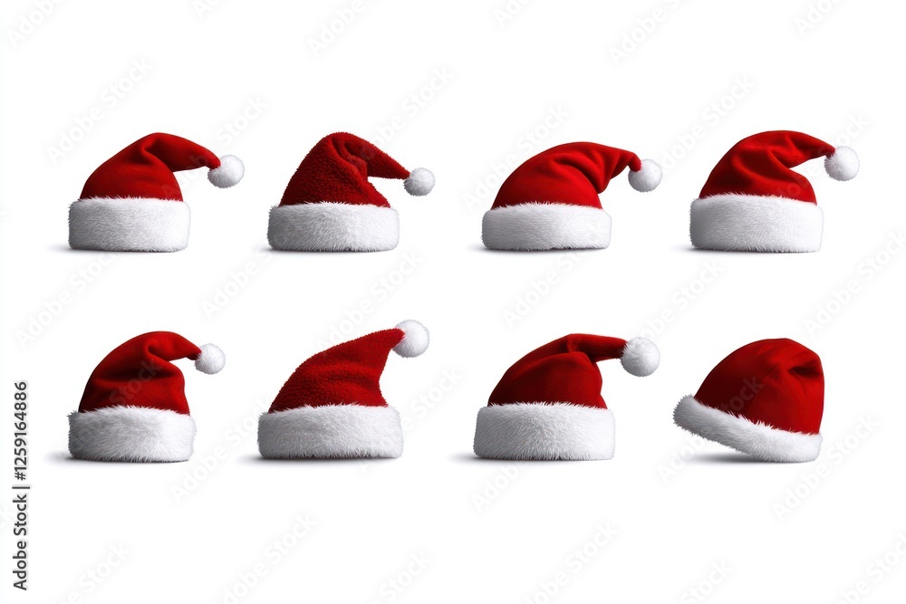 Collection of Santa Claus Hats for Christmas and Saint Nicholas Day - Isolated on White Background Collection of Santa Claus Hats for Christmas and Saint Nicholas Day - Isolated on White Background