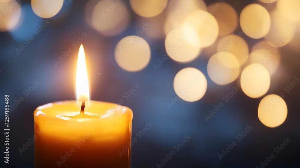 Warm Candle Flame Glowing Against a Bokeh Background for Cozy Atmosphere : Generative AI Warm Candle Flame Glowing Against a Bokeh Background for Cozy Atmosphere : Generative AI