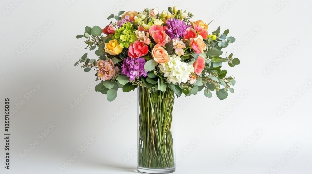 Vibrant flower arrangement studio photography minimalistic eye-level nature's beauty for home decor Vibrant flower arrangement studio photography minimalistic eye-level nature's beauty for home decor