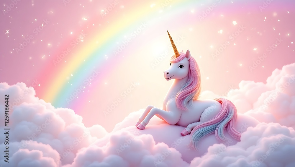 Magical Pastel Unicorn Fantasy with Shimmering Stars and a Radiant Rainbow Magical Pastel Unicorn Fantasy with Shimmering Stars and a Radiant Rainbow
