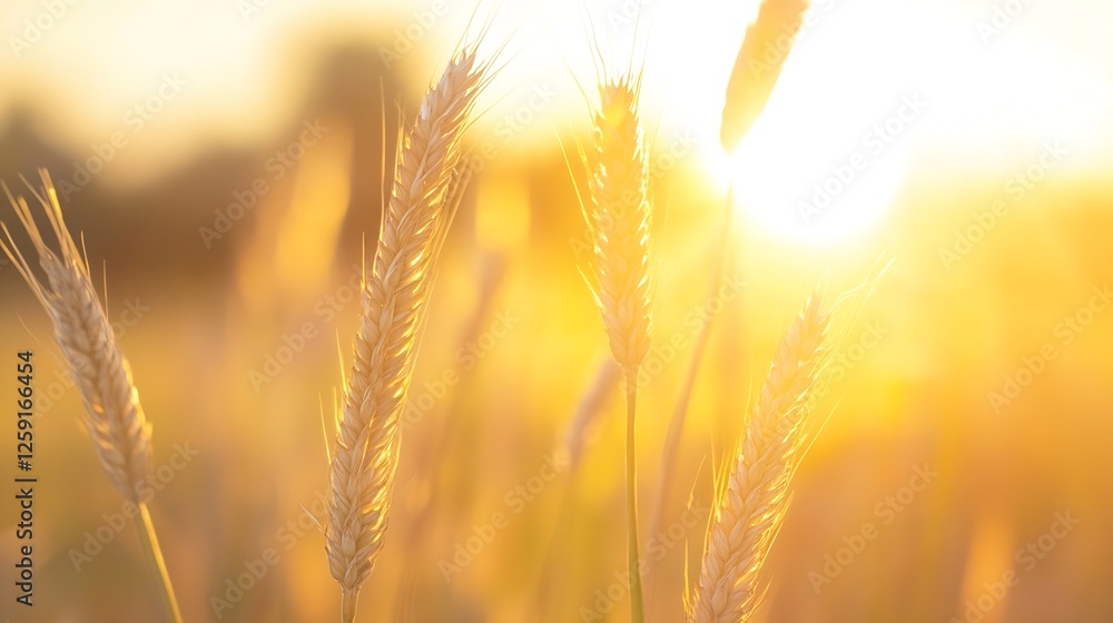 Golden Wheat Fields Bathed in Soft Sunrise Glow with Blurred Background : Generative AI Golden Wheat Fields Bathed in Soft Sunrise Glow with Blurred Background : Generative AI