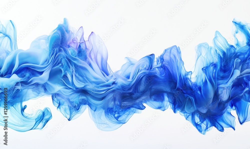 Fototapeta premium Abstract blue swirls flowing, white background, design element