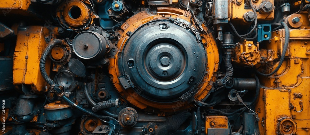 Close-up view of intricate machinery components with vibrant colors and textures Close-up view of intricate machinery components with vibrant colors and textures
