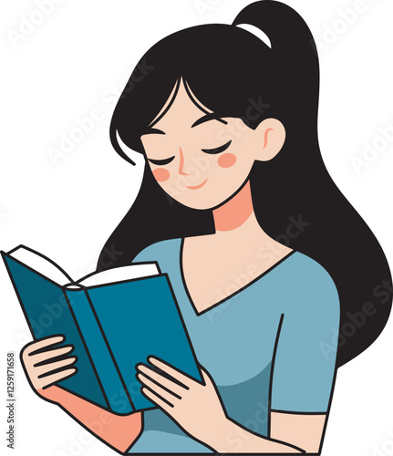 A woman reading book cartoon design art