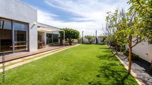 Wallpaper Mural Modern house backyard lawn architecture outdoors Torontodigital.ca