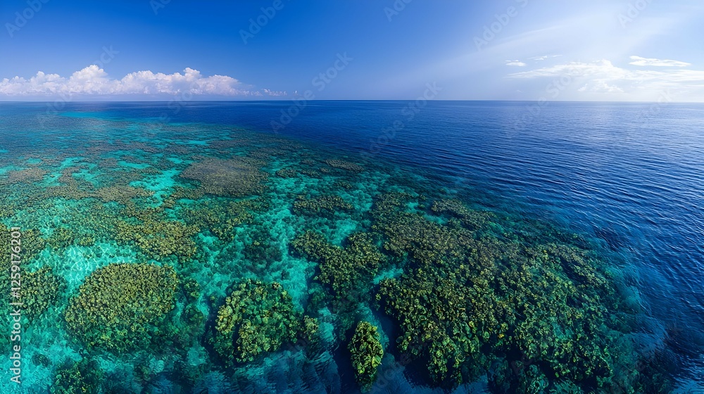 Vibrant Coral Reef Panorama In Turquoise Water Vibrant Coral Reef Panorama In Turquoise Water