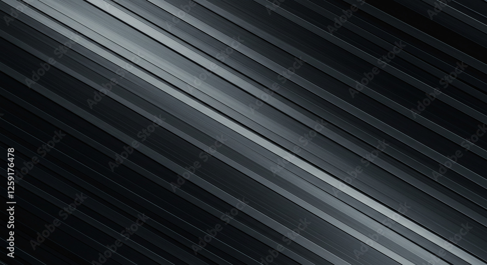 Obraz premium A contemporary metallic texture with diagonal lines, reflecting light to enhance depth and contrast. Generative AI.