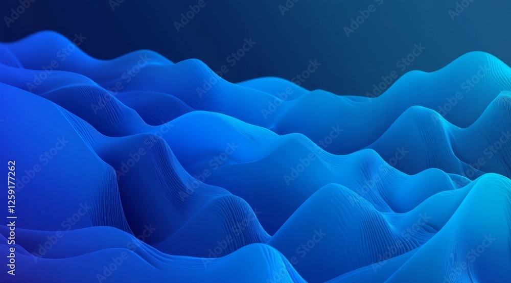 Obraz premium Abstract blue wavy landscape background