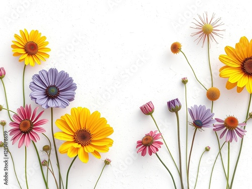 Fotografía Abstract Wildflower Symphony on Textured Canvas