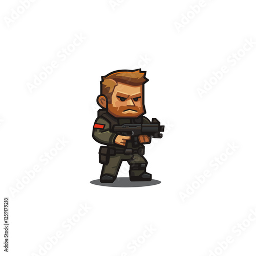 Army game character flat vector design