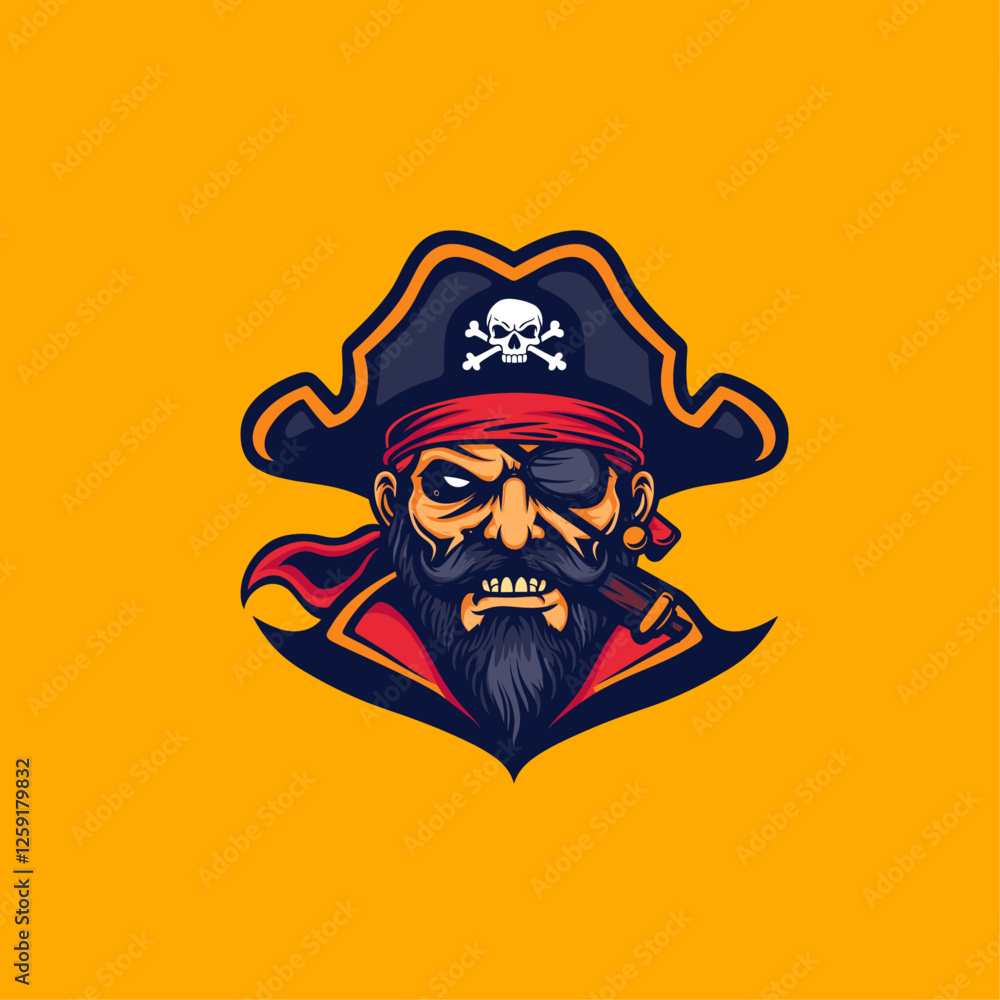 Fototapeta premium Pirate mascot logo flat vector design