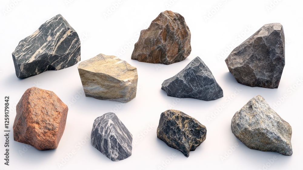 Collection of various rocks isolated on white. Collection of various rocks isolated on white.