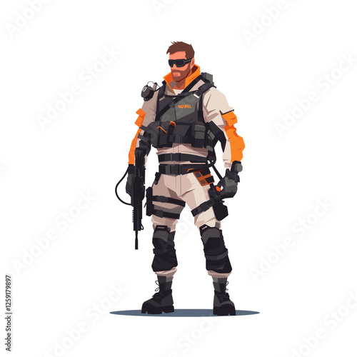 Game character logo flat vector design