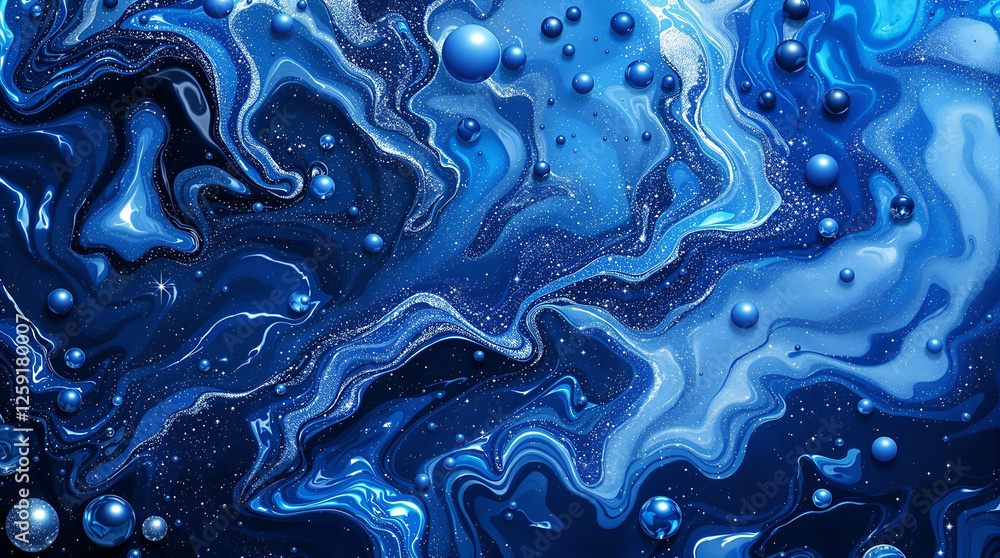 Abstract Blue Swirling Pattern with Metallic and Matte Textures Abstract Blue Swirling Pattern with Metallic and Matte Textures
