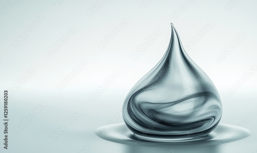 Liquid drop, purity, reflection, background, science, clean, advertising, cosmetic Liquid drop, purity, reflection, background, science, clean, advertising, cosmetic