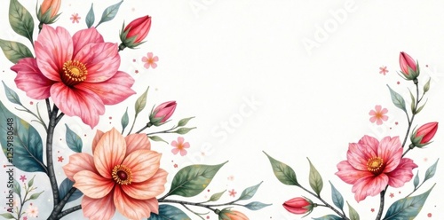 Wallpaper Mural Watercolor floral swirls on a soft white background, flowers, watercolor, abstract Torontodigital.ca