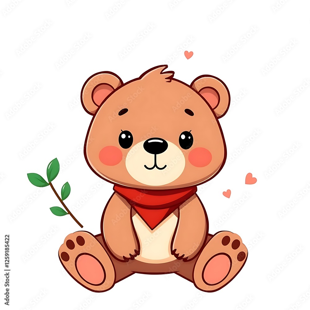 Obraz premium Adorable Cartoon Bear with a Friendly Gesture