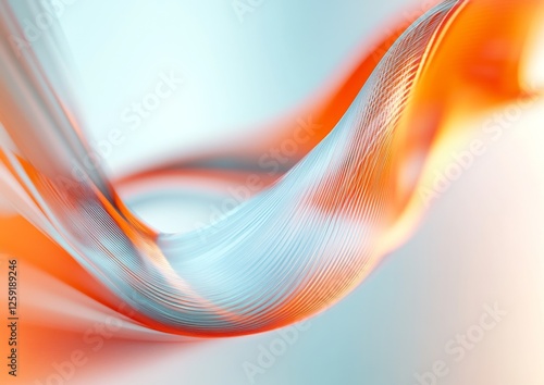 Abstract orange and teal flowing lines on light background photo