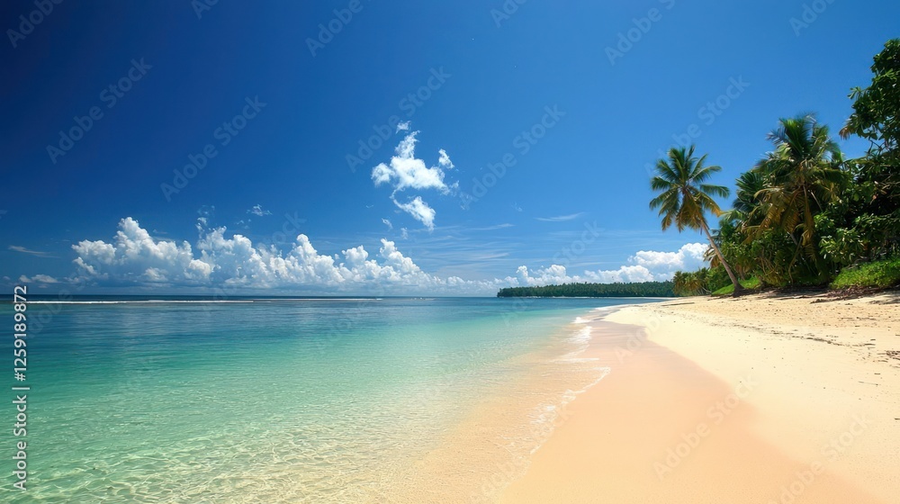 Fototapeta premium Tranquil Tropical Beach Scene with Azure Water