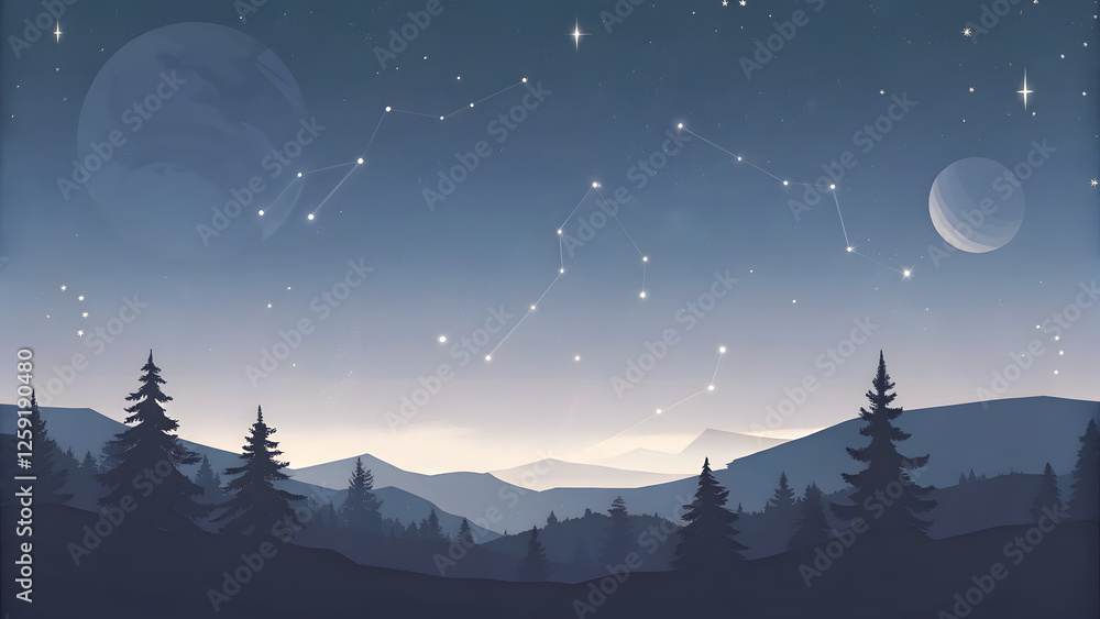 Fototapeta premium Night sky landscape astronomy