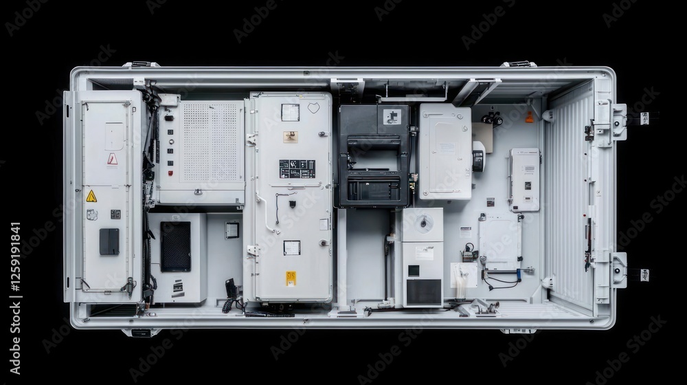 Overhead View Of Electrical Control Panel With Components Overhead View Of Electrical Control Panel With Components