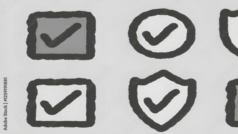 Set checkmark icons various shapes square Set checkmark icons various shapes square