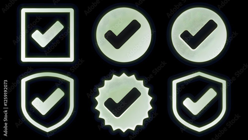 Set checkmark icons various shapes square Set checkmark icons various shapes square