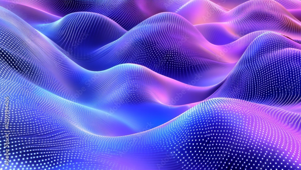 Abstract digital landscape, vibrant undulating waves, glowing points, futuristic background Abstract digital landscape, vibrant undulating waves, glowing points, futuristic background