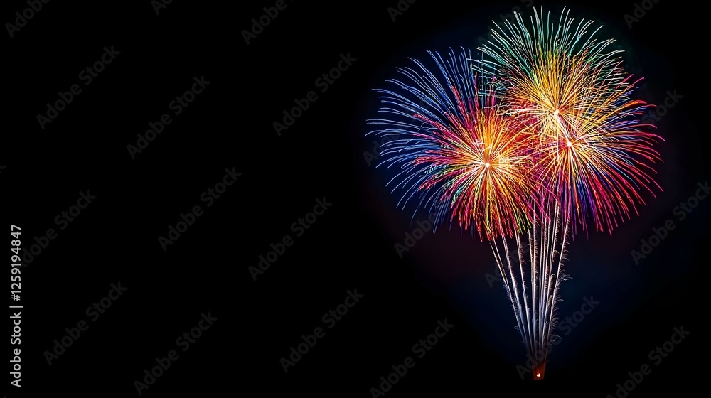 Vibrant Fireworks Display Against a Dark Night Sky Vibrant Fireworks Display Against a Dark Night Sky
