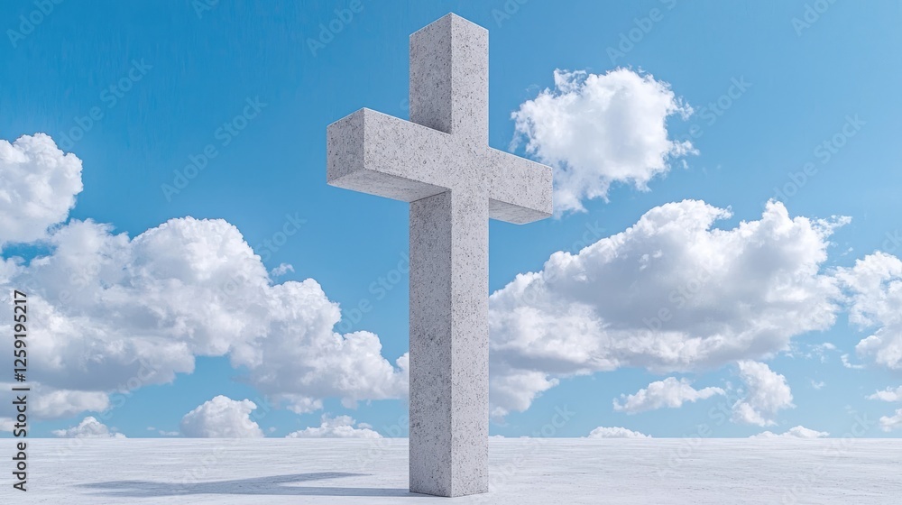 3D Concrete Cross Against a Cloudy Sky. Possible Stock Photo Use 3D Concrete Cross Against a Cloudy Sky. Possible Stock Photo Use