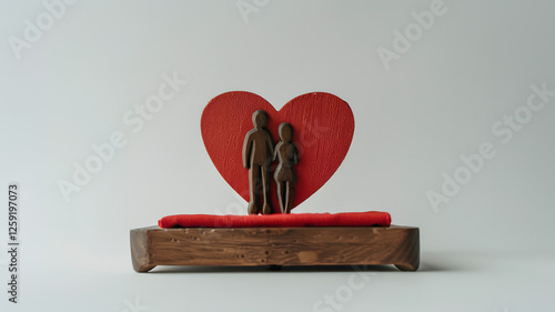 toy wood heart isolated on white background valentine