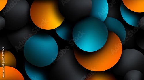 Abstract Colorful Circles Background: A Symphony of Teal, Orange, and Black