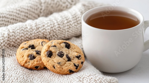 Wallpaper Mural Cozy autumn tea break chocolate chip cookies and warm drink Torontodigital.ca