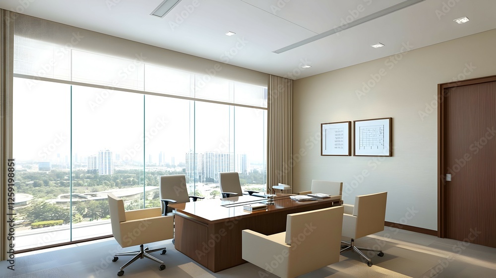 Fototapeta premium Modern Executive Office With City View