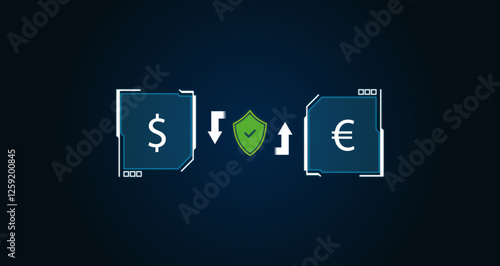 Obraz na płótnie secure currency exchange between dollar and euro, digital finance concept w salonie