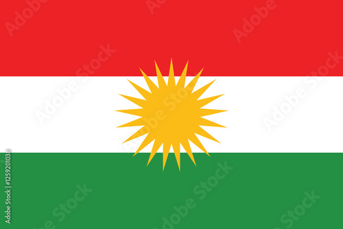 Flag of Iraqi Kurdistan. Iraqi Kurdistan flag official colors and proportion digital vector illustration