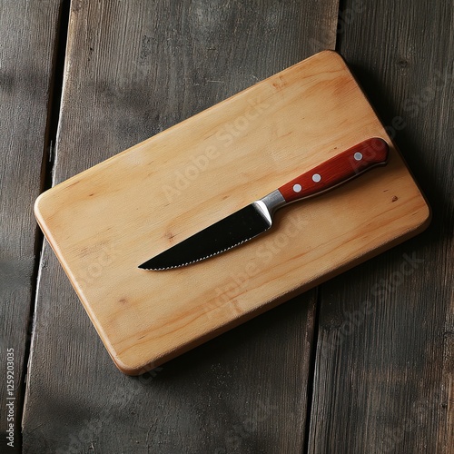 Wallpaper Mural Steak knife, wooden board, rustic table, food prep, recipe Torontodigital.ca