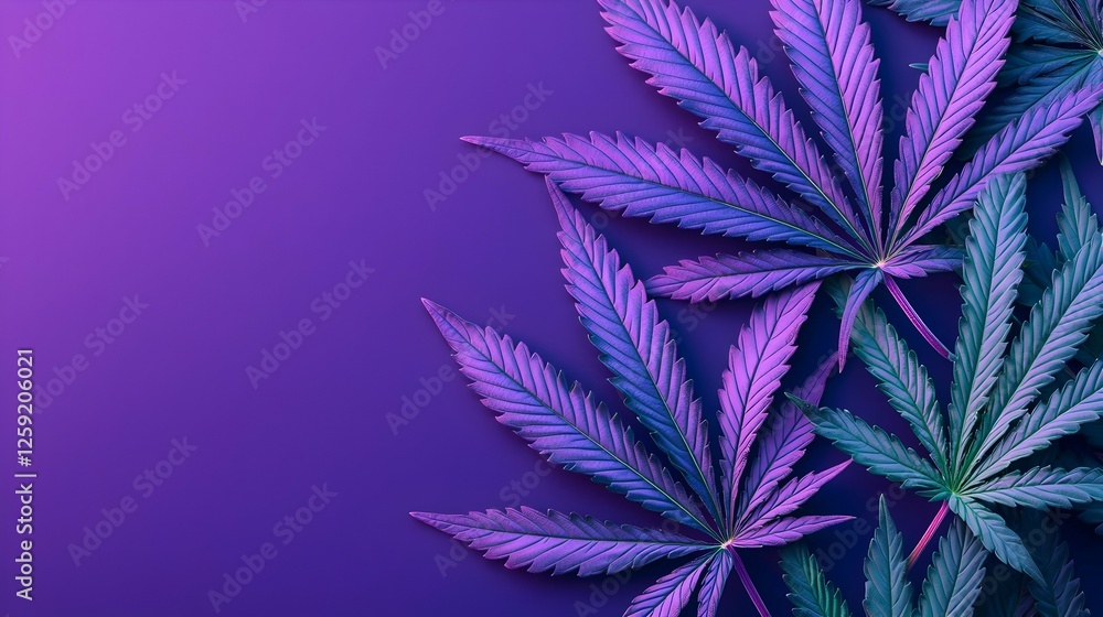 Purple Cannabis Leaves on Dark Purple Background Purple Cannabis Leaves on Dark Purple Background