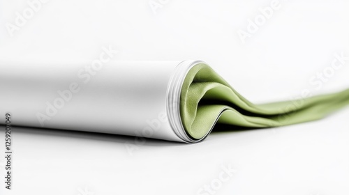 Rolled White and Green Fabric Isolated on White Background. Generative AI photo