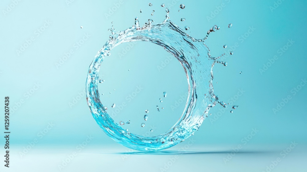 Fototapeta premium Water Circle Splash on Blue Background