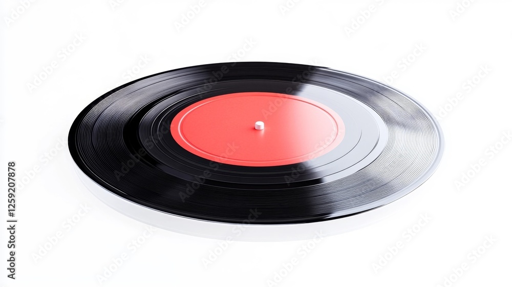 Modern vinyl record with a half red and half black design isolated on a white background. Generative AI Modern vinyl record with a half red and half black design isolated on a white background. Generative AI