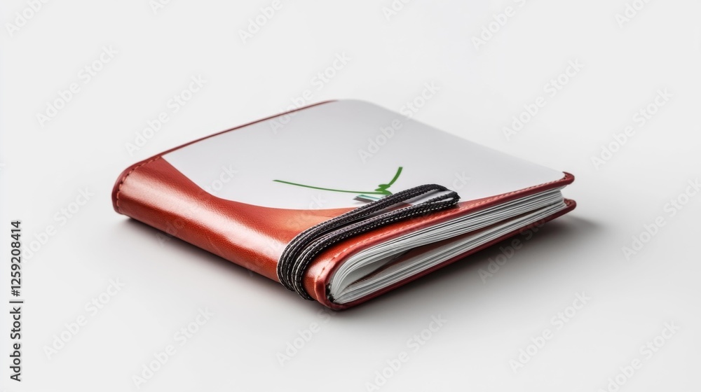 Elegant leather-bound wallet with a green design and zipper detail on white isolated background. Generative AI Elegant leather-bound wallet with a green design and zipper detail on white isolated background. Generative AI