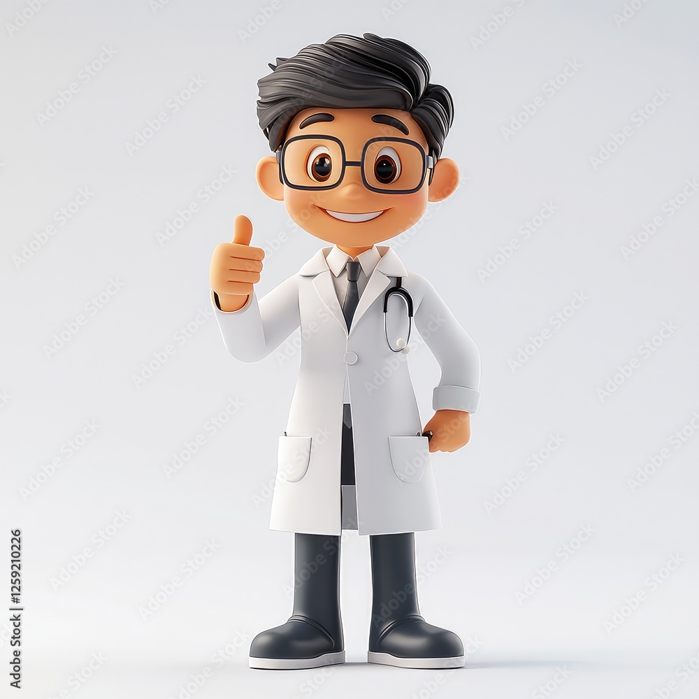 3D Cartoon Doctor Character: Thumbs Up for Healthcare 3D Cartoon Doctor Character: Thumbs Up for Healthcare