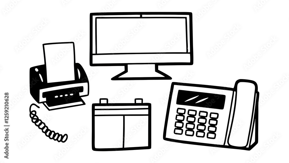 Vector office icons png cut out element set Vector office icons png cut out element set